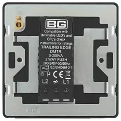 British General Evolve 1-Gang 2-Way LED Trailing Edge Single Push Dimmer Switch with Rotary Control Satin Brass with Black Inserts -British General Switches & Sockets Store 312PY A5