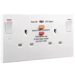 British General 900 Series 13A 2-Gang SP Switched Passive RCD Socket White -British General Switches & Sockets Store 3133J A2