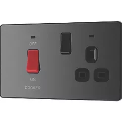British General Evolve 45A 2-Gang 2-Pole Cooker Switch & 13A DP Switched Socket Black with LED with Black Inserts 9 British General Evolve 45A 2-Gang 2-Pole Cooker Switch & 13A DP Switched Socket Black with LED with Black Inserts -British General Switches & Sockets Store 318PX A3