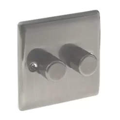 British General Nexus Metal 2-Gang 2-Way LED Dimmer Switch Brushed Iridium -British General Switches & Sockets Store 32140 A2