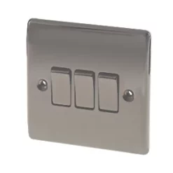 British General Nexus Metal 10AX 3-Gang 2-Way Light Switch Black Nickel