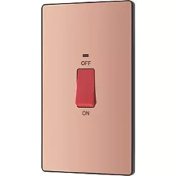 British General Evolve 45A 1-Gang 2-Pole Cooker Switch Copper with LED with Black Inserts -British General Switches & Sockets Store 323PY A3