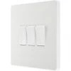 British General Evolve 20 A 16AX 3-Gang 2-Way Light Switch Pearlescent White with White Inserts
