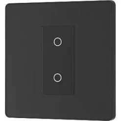 British General Evolve 1-Gang 2-Way LED Single Master Trailing Edge Touch Dimmer Switch Matt Black with Black Inserts -British General Switches & Sockets Store 334PY A3
