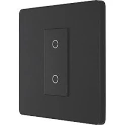 British General Evolve 1-Gang 2-Way LED Single Master Trailing Edge Touch Dimmer Switch Matt Black with Black Inserts