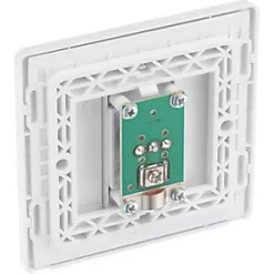 British General Evolve Coaxial TV / FM Socket Brushed Steel with White Inserts -British General Switches & Sockets Store 334RF A4