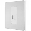 British General Evolve Slave Telephone Socket Brushed Steel with White Inserts