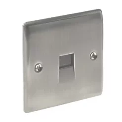 British General Nexus Metal Slave Telephone Socket Brushed Iridium -British General Switches & Sockets Store 34381 A2