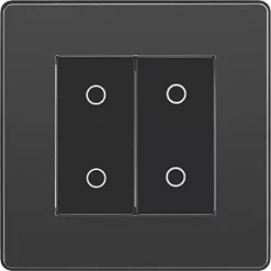 British General Evolve 2-Gang 2-Way LED Double Master Touch Trailing Edge Dimmer Switch Black with Black Inserts -British General Switches & Sockets Store 346PY A2