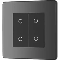 British General Evolve 2-Gang 2-Way LED Double Master Touch Trailing Edge Dimmer Switch Black with Black Inserts -British General Switches & Sockets Store 346PY A3