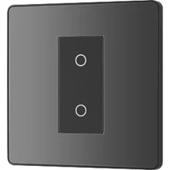 British General Evolve 1-Gang 2-Way LED Single Secondary Trailing Edge Touch Dimmer Switch Black with Black Inserts -British General Switches & Sockets Store 347PY A3
