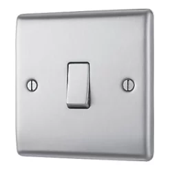 British General Nexus Metal 10AX 1-Gang Intermediate Switch Brushed Stainless Steel