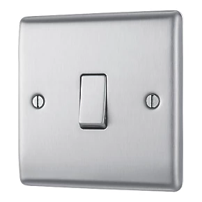 British General Nexus Metal 10AX 1-Gang Intermediate Switch Brushed Stainless Steel 1 British General Nexus Metal 10AX 1-Gang Intermediate Switch Brushed Stainless Steel