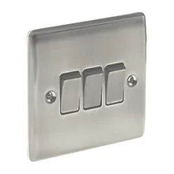 British General Nexus Metal 10AX 3-Gang 2-Way Light Switch Brushed Iridium -British General Switches & Sockets Store 37755 A2
