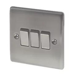British General Nexus Metal 10AX 3-Gang 2-Way Light Switch Brushed Iridium