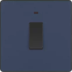 British General Evolve 20A 1-Gang DP Control Switch Blue with LED with Black Inserts -British General Switches & Sockets Store 377PY A2
