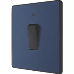 British General Evolve 20A 1-Gang DP Control Switch Blue with LED with Black Inserts