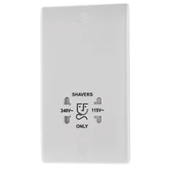 British General 800 Series 1-Gang Dual Voltage Shaver Socket 115 / 240V White