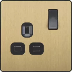 British General Evolve 13A 1-Gang SP Switched Socket Satin Brass with Black Inserts 8 British General Evolve 13A 1-Gang SP Switched Socket Satin Brass with Black Inserts -British General Switches & Sockets Store 394RF A2