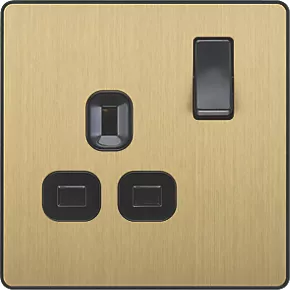 British General Evolve 13A 1-Gang SP Switched Socket Satin Brass with Black Inserts 3 British General Evolve 13A 1-Gang SP Switched Socket Satin Brass with Black Inserts - Image 3