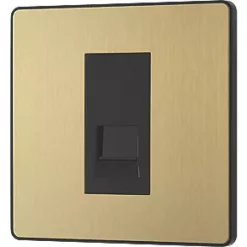 British General Evolve Master Telephone Socket Satin Brass with Black Inserts -British General Switches & Sockets Store 399RF A3