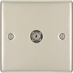 British General Nexus Metal Coaxial TV / FM Socket Pearl Nickel -British General Switches & Sockets Store 403PY A2