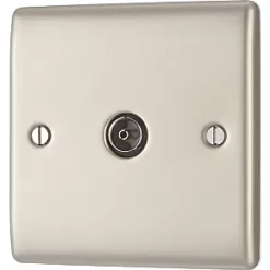 British General Nexus Metal Coaxial TV / FM Socket Pearl Nickel -British General Switches & Sockets Store 403PY A3