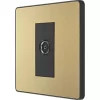 British General Evolve Coaxial TV / FM Socket Satin Brass with Black Inserts