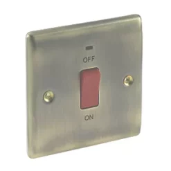British General Nexus Metal 45A 1-Gang DP Cooker Switch Antique Brass with LED -British General Switches & Sockets Store 40754 A2