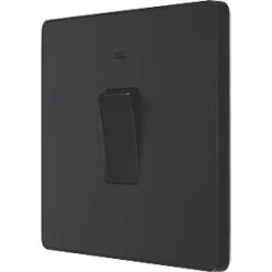 British General Evolve 20A 1-Gang DP Control Switch Matt Black with LED with Black Inserts