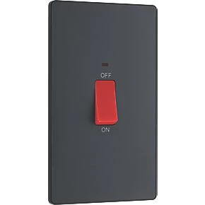 British General Evolve 45A 1-Gang 2-Pole Cooker Switch Grey with LED with Black Inserts 2 British General Evolve 45A 1-Gang 2-Pole Cooker Switch Grey with LED with Black Inserts - Image 2