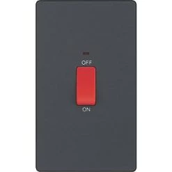 British General Evolve 45A 1-Gang 2-Pole Cooker Switch Grey with LED with Black Inserts 8 British General Evolve 45A 1-Gang 2-Pole Cooker Switch Grey with LED with Black Inserts -British General Switches & Sockets Store 411PY A2