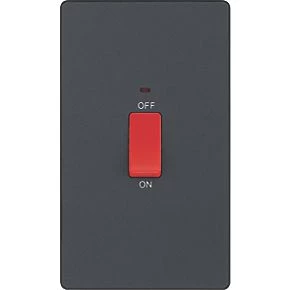 British General Evolve 45A 1-Gang 2-Pole Cooker Switch Grey with LED with Black Inserts 3 British General Evolve 45A 1-Gang 2-Pole Cooker Switch Grey with LED with Black Inserts - Image 3