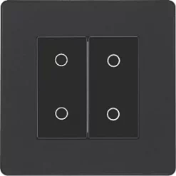 British General Evolve 2-Gang 2-Way LED Double Master Touch Trailing Edge Dimmer Switch Matt Black with Black Inserts -British General Switches & Sockets Store 418PY A2