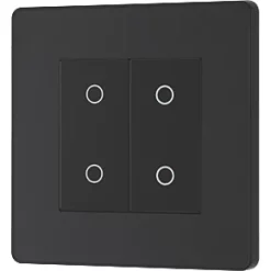 British General Evolve 2-Gang 2-Way LED Double Master Touch Trailing Edge Dimmer Switch Matt Black with Black Inserts -British General Switches & Sockets Store 418PY A3