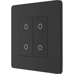 British General Evolve 2-Gang 2-Way LED Double Master Touch Trailing Edge Dimmer Switch Matt Black with Black Inserts