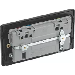 British General Evolve 13A 2-Gang SP Switched Socket + 3.1A 2-Outlet Type A USB Charger Blue with Black Inserts -British General Switches & Sockets Store 418RF A4