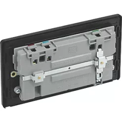 British General Evolve 13A 2-Gang SP Switched Socket + 3.1A 2-Outlet Type A USB Charger Matt Black with Black Inserts -British General Switches & Sockets Store 420RF A4