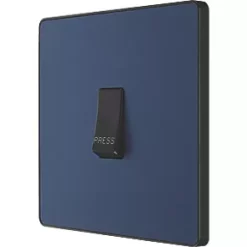 British General Evolve 10A 1-Gang 1-Way Bell Push Switch Blue with Black Inserts