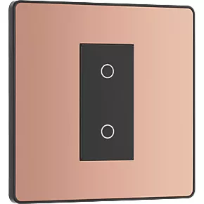 British General Evolve 1-Gang 2-Way LED Single Master Trailing Edge Touch Dimmer Switch Copper with Black Inserts 2 British General Evolve 1-Gang 2-Way LED Single Master Trailing Edge Touch Dimmer Switch Copper with Black Inserts - Image 2