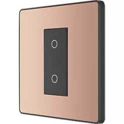 British General Evolve 1-Gang 2-Way LED Single Master Trailing Edge Touch Dimmer Switch Copper with Black Inserts