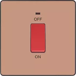 British General Evolve 45A 1-Gang 2-Pole Cooker Switch Copper with LED with Black Inserts -British General Switches & Sockets Store 432PY A2