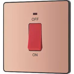 British General Evolve 45A 1-Gang 2-Pole Cooker Switch Copper with LED with Black Inserts -British General Switches & Sockets Store 432PY A3