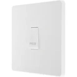 British General Evolve 10A 1-Gang 1-Way Bell Push Switch Pearlescent White with White Inserts