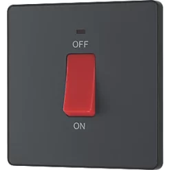 British General Evolve 45A 1-Gang 2-Pole Cooker Switch Grey with LED with Black Inserts -British General Switches & Sockets Store 458PY A3