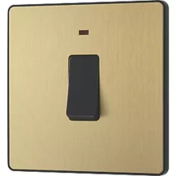 British General Evolve 20A 1-Gang DP Control Switch Satin Brass with LED with Black Inserts 9 British General Evolve 20A 1-Gang DP Control Switch Satin Brass with LED with Black Inserts -British General Switches & Sockets Store 467PY A3