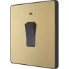 British General Evolve 20A 1-Gang DP Control Switch Satin Brass with LED with Black Inserts
