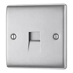British General Nexus Metal Master Telephone Socket Brushed Steel