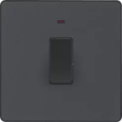 British General Evolve 20A 1-Gang DP Control Switch Grey with LED with Black Inserts -British General Switches & Sockets Store 472PY A2