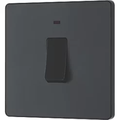 British General Evolve 20A 1-Gang DP Control Switch Grey with LED with Black Inserts -British General Switches & Sockets Store 472PY A3